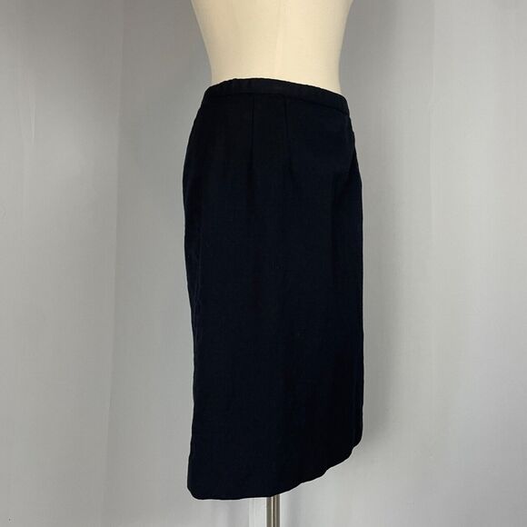 Pendleton Pencil Skirt Size 12 Petite 12P Black Solid Wool Career Office Minimal - Picture 4 of 12